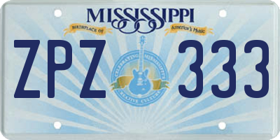 MS license plate ZPZ333