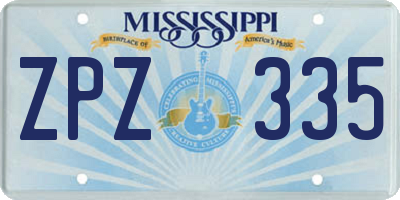 MS license plate ZPZ335