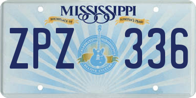 MS license plate ZPZ336