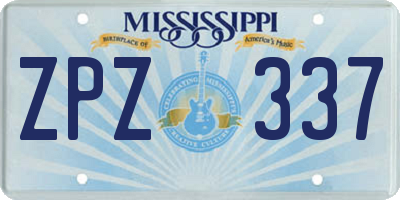 MS license plate ZPZ337