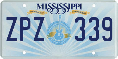 MS license plate ZPZ339