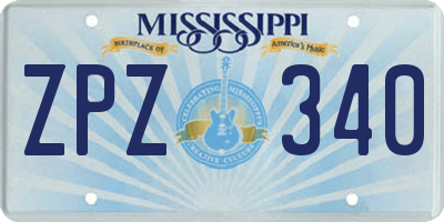 MS license plate ZPZ340