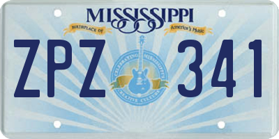 MS license plate ZPZ341