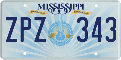 MS license plate ZPZ343