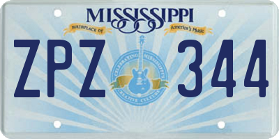 MS license plate ZPZ344