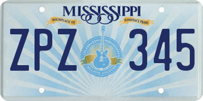 MS license plate ZPZ345
