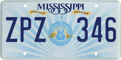 MS license plate ZPZ346