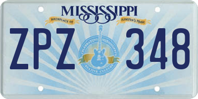 MS license plate ZPZ348