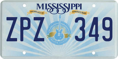 MS license plate ZPZ349
