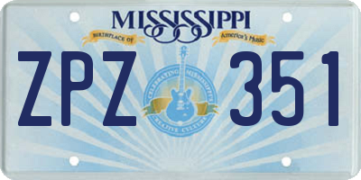 MS license plate ZPZ351