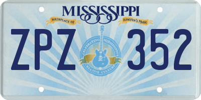 MS license plate ZPZ352