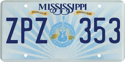 MS license plate ZPZ353