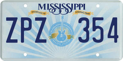 MS license plate ZPZ354