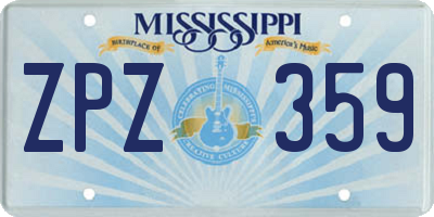 MS license plate ZPZ359
