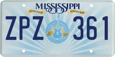 MS license plate ZPZ361