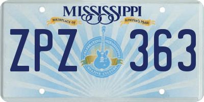 MS license plate ZPZ363