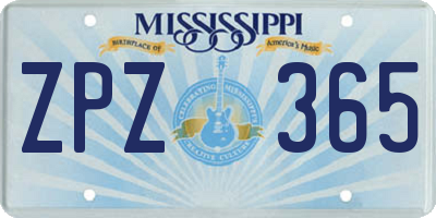 MS license plate ZPZ365