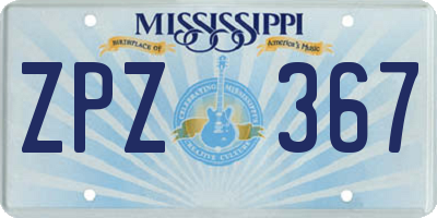 MS license plate ZPZ367