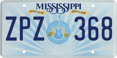 MS license plate ZPZ368