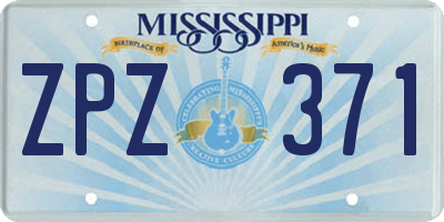 MS license plate ZPZ371