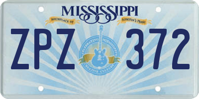 MS license plate ZPZ372