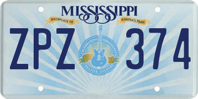 MS license plate ZPZ374