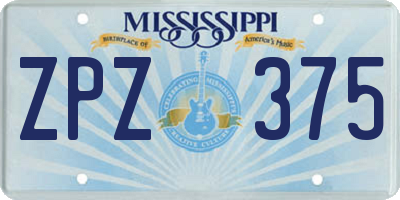 MS license plate ZPZ375