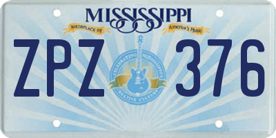 MS license plate ZPZ376