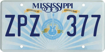 MS license plate ZPZ377