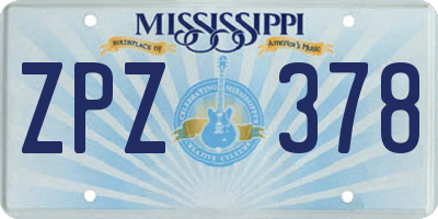 MS license plate ZPZ378