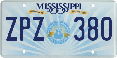 MS license plate ZPZ380