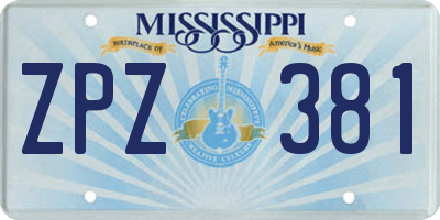 MS license plate ZPZ381