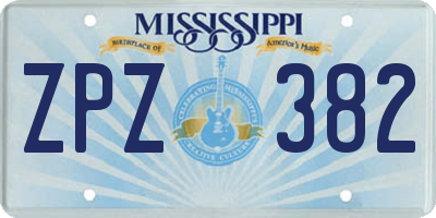 MS license plate ZPZ382