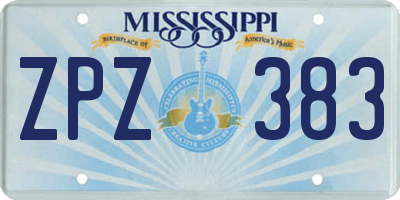 MS license plate ZPZ383