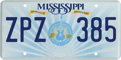 MS license plate ZPZ385