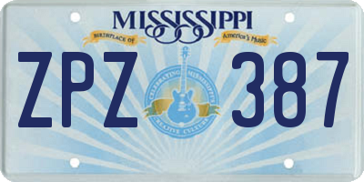 MS license plate ZPZ387