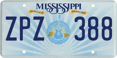 MS license plate ZPZ388