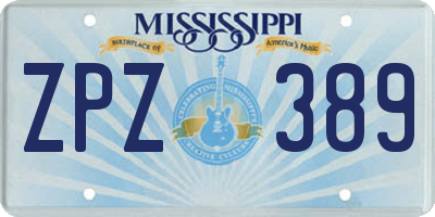 MS license plate ZPZ389