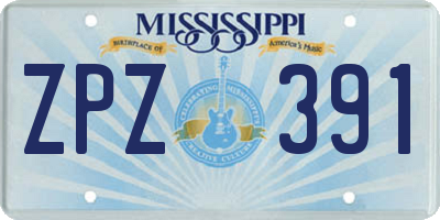 MS license plate ZPZ391