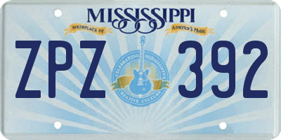 MS license plate ZPZ392