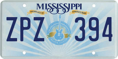 MS license plate ZPZ394