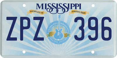 MS license plate ZPZ396