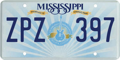 MS license plate ZPZ397
