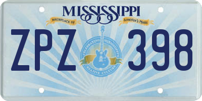 MS license plate ZPZ398