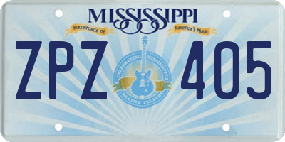 MS license plate ZPZ405