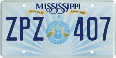 MS license plate ZPZ407