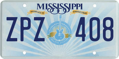 MS license plate ZPZ408