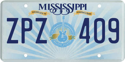 MS license plate ZPZ409