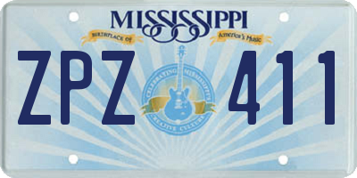 MS license plate ZPZ411