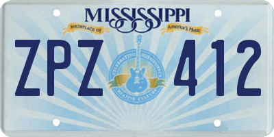 MS license plate ZPZ412